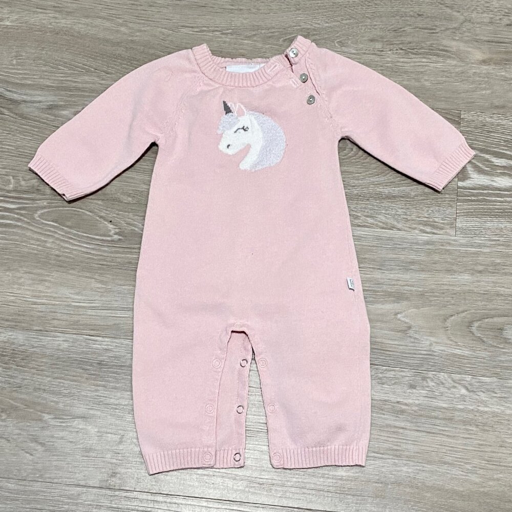 Elegant Baby Pink Unicorn Knit Romper